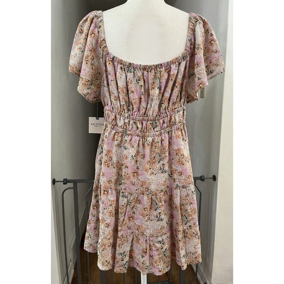 NWT Arizona Jean Co Floral Print Dress XXL Cotton Rayon Blend Short Sleeve - Picture 2 of 5